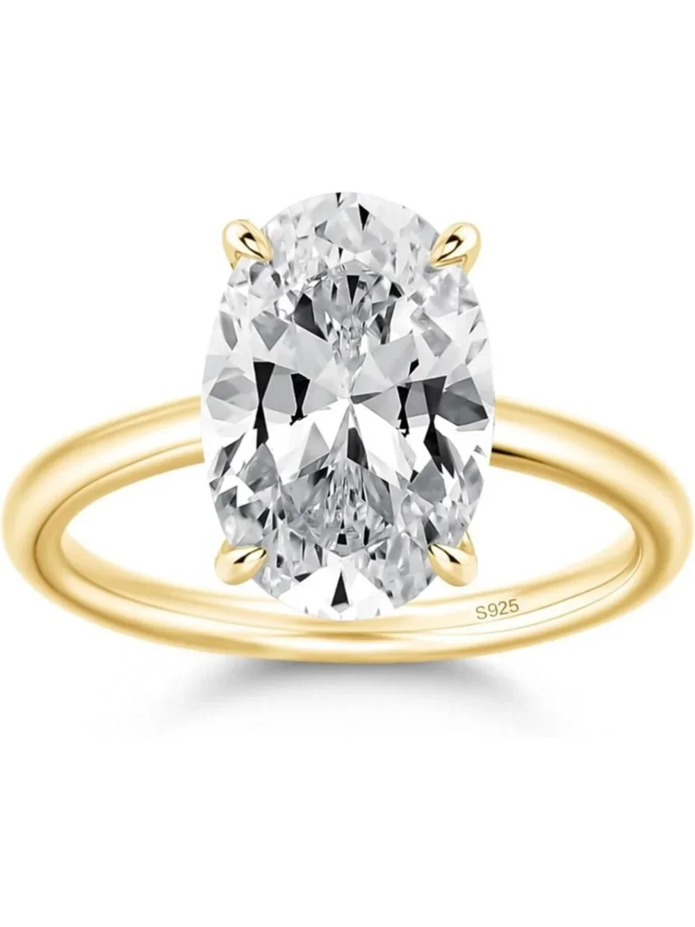 Stunning 3.5 Carat Elongated Oval Cut Engagement Ring in 925 Sterling Silver